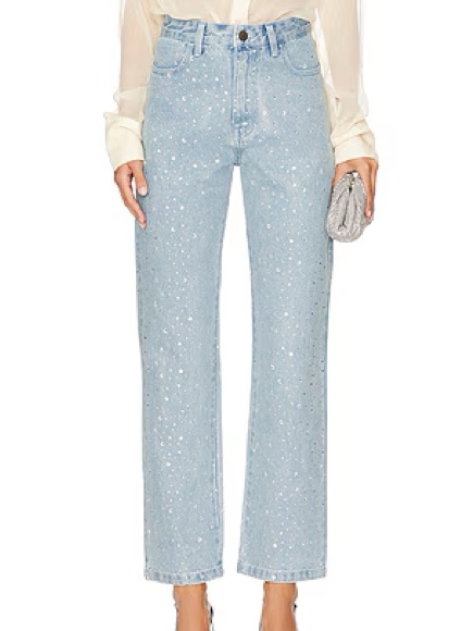Show Me Your Mumu Icon Rhinestone Straight-Leg Jeans